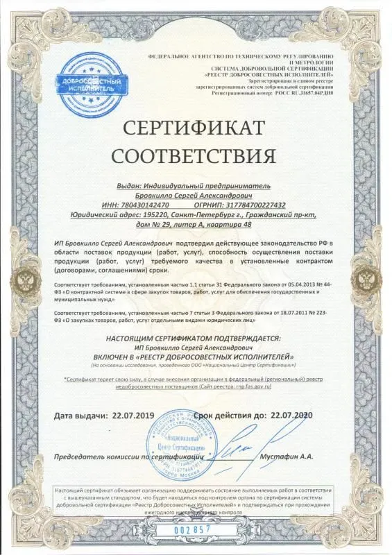 Реестр добросовестных исполнителей в Грозного